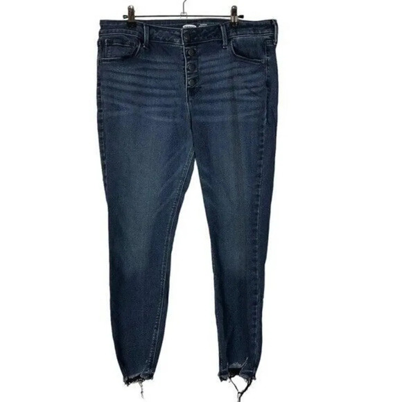 Old Navy Rockstar Super Skinny Raw Hem Button Fly Jeans 14 - Picture 1 of 4